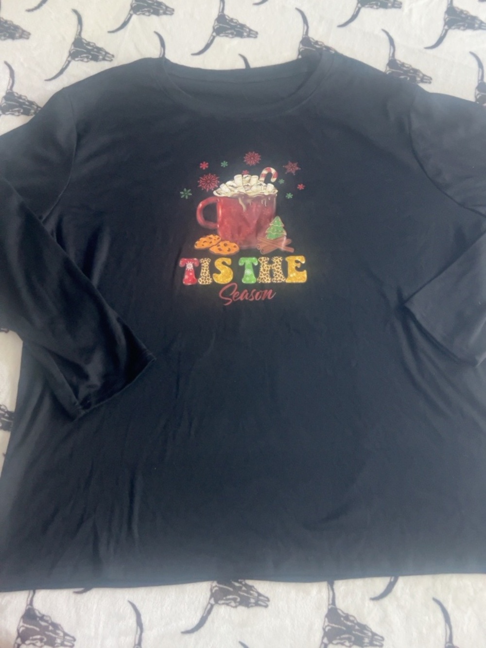 ’Tis the Season Christmas Hot Cocoa Graphic Long Sleeve Top 3XL